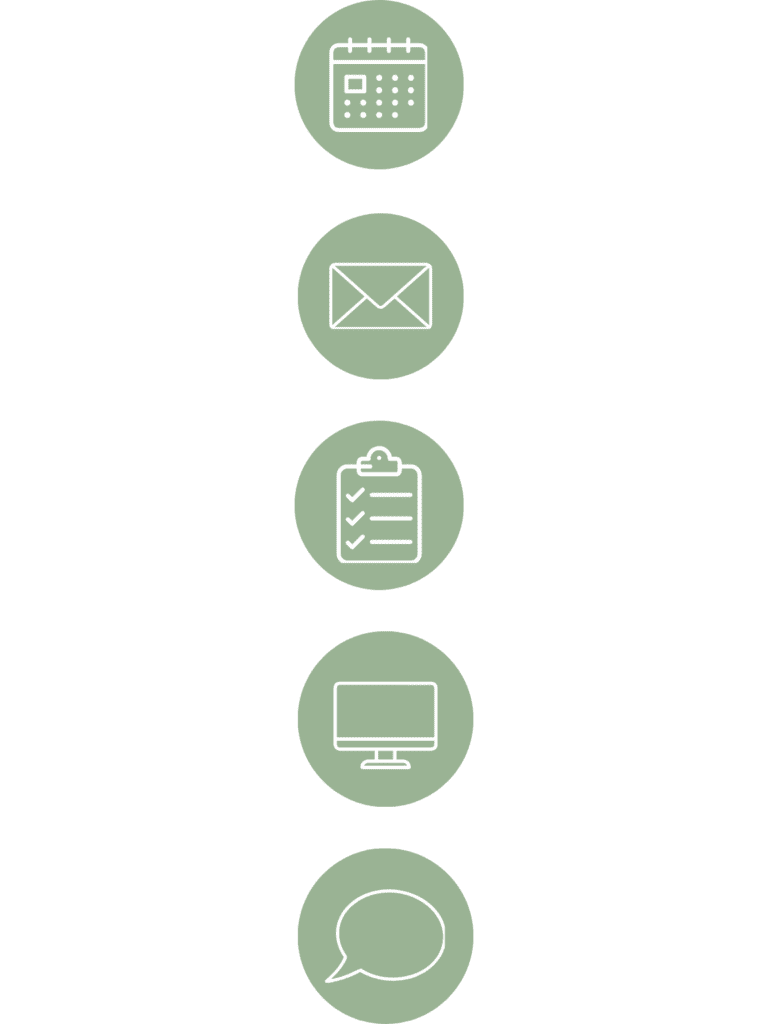 Grafisch anschaulich gestaltete Bulletpoints passend zu den im Themenbereich Backoffice angebotenen Serviceleistungen